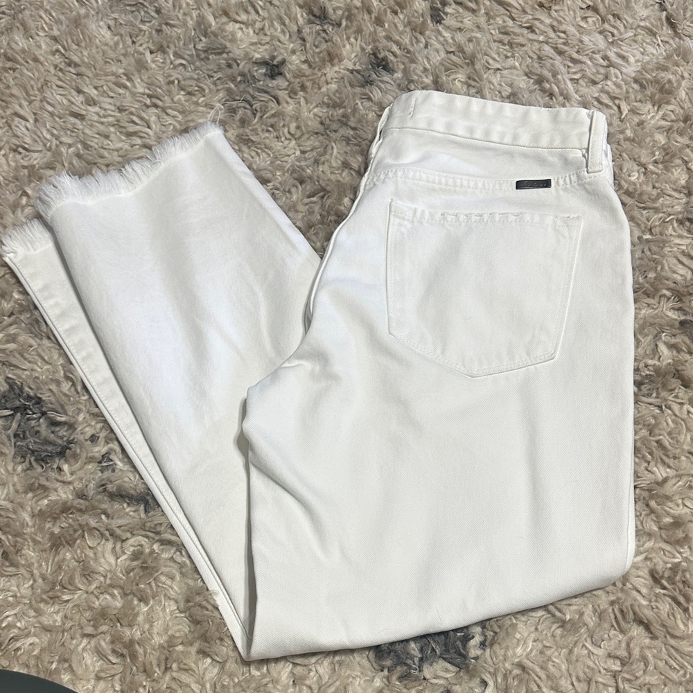KanCan Women's Cropped White Jeans